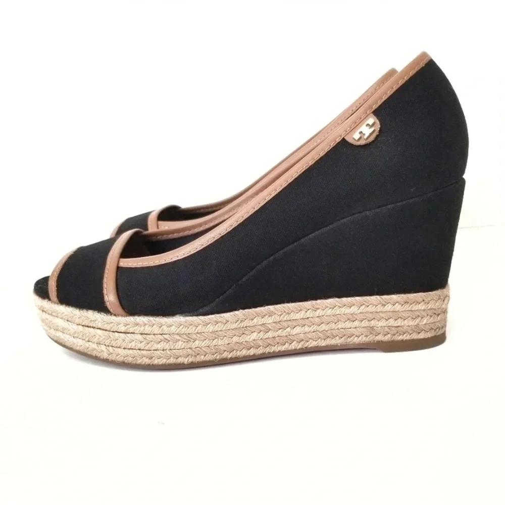 Tory Burch‎ Majorca Espadrilles Peep Toe Wedge- Size 8.5